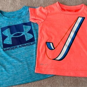 Under Armour Kids Tees in Blue and Coral